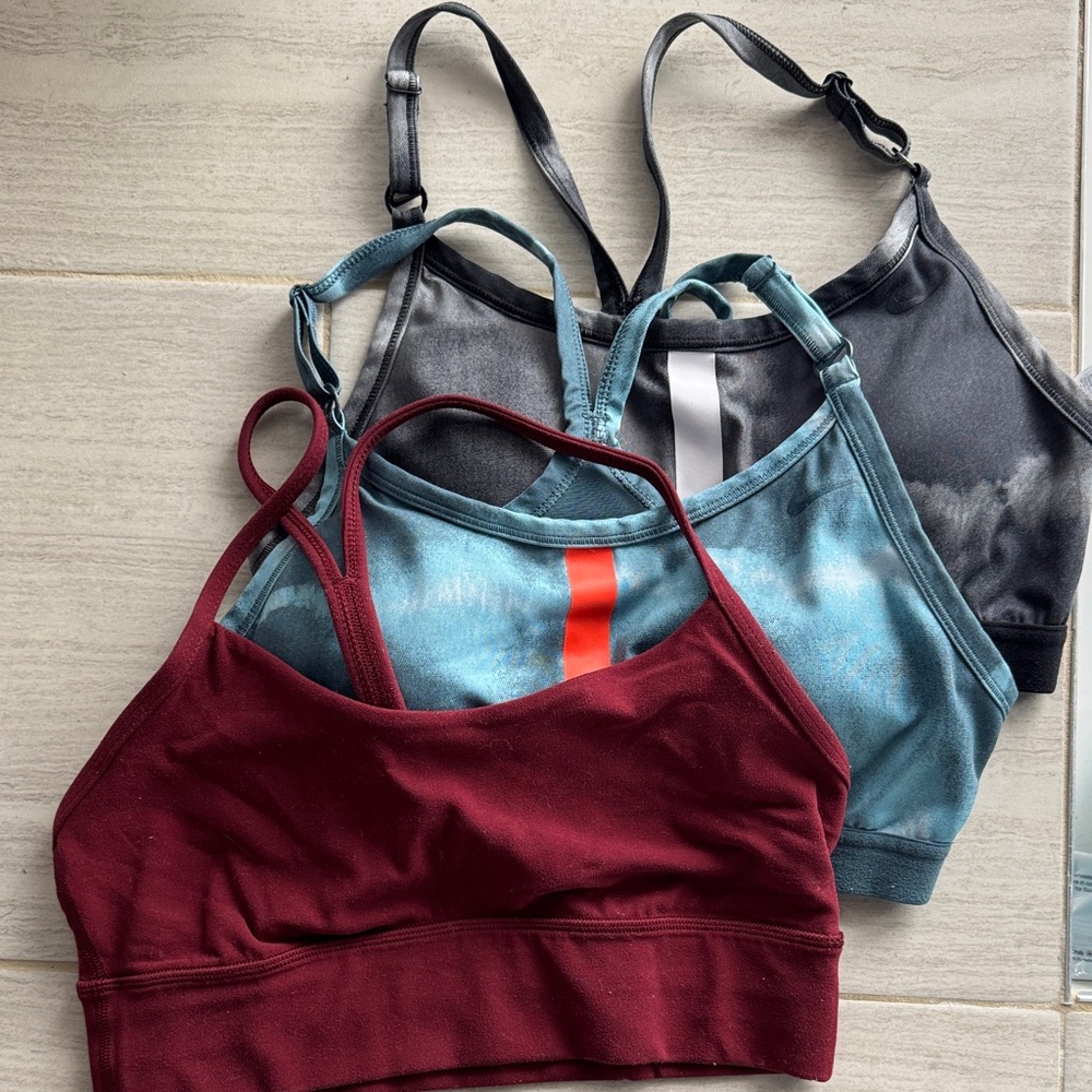 Sports Bra Bundle Lulu/Nike- Burgundy, Teal & Charcoal